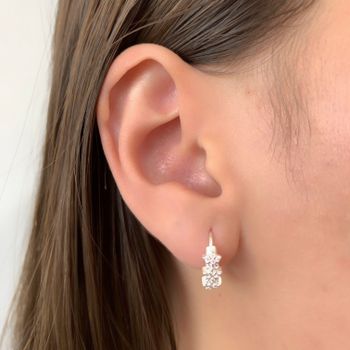 Brinco Argola Grande 3 Estrelas com Zirconia Prata... - Roanne Jóias