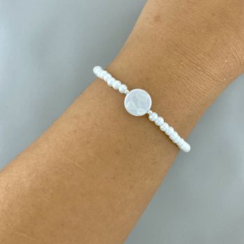 Pulseira Perola com Madre Perola Prata 925 - 10118... - Roanne Jóias