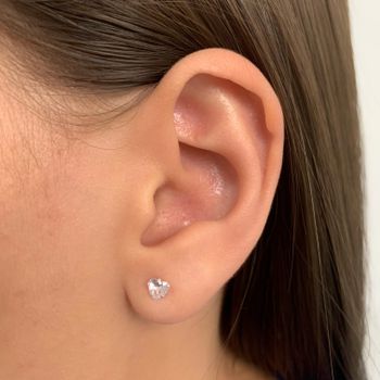 Brinco Coraçao Zirconia 4x4mm Prata 925 - 1011832... - Roanne Jóias