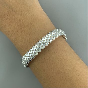 Pulseira Tulipana Retangular 17cm 11,4gr Prata 925... - Roanne Jóias