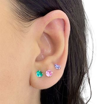 Trio Brincos Prata Legítima 925 Redondos Zircônia... - Roanne Jóias