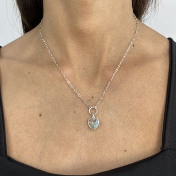 Choker Circulo Coraçao Zirconia Agua Marinha 2,6gr... - Roanne Jóias