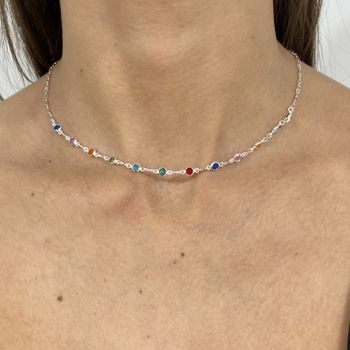 Choker com Zirconias Coloridas 2,6gr Prata 925 - 1... - Roanne Jóias