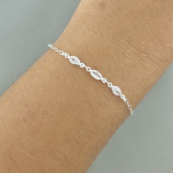 Pulseira Infantil Navete com Zirconia Prata 925 - ... - Roanne Jóias