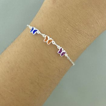Pulseira Infantil Borboleta Zirconia Colorida 14,5... - Roanne Jóias