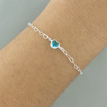 Pulseira Elo Coraçao e Coraçao Zirconia Verde Turm... - Roanne Jóias