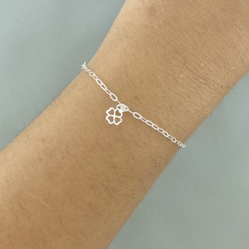 Pulseira Infantil Trevo 1,0gr Prata 925 - 1011832... - Roanne Jóias