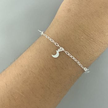 Pulseira com 5 Pingentes Lua Lisa 1,5gr Prata 925 ... - Roanne Jóias