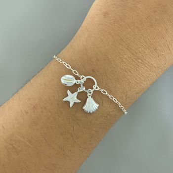 Pulseira Patua Estrela Mar/Buzios/Concha 1,8gr Pra... - Roanne Jóias