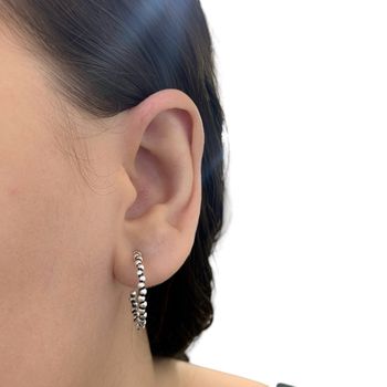 Brinco Argola Prata Legítima 925 Envelhecido com B... - Roanne Jóias