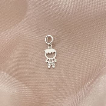 Berloque Menino Vazado com Zirconia Prata 925 - 10... - Roanne Jóias