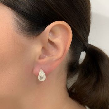 Brinco Prata Legitima 925 Gota Media Renda Italian... - Roanne Jóias