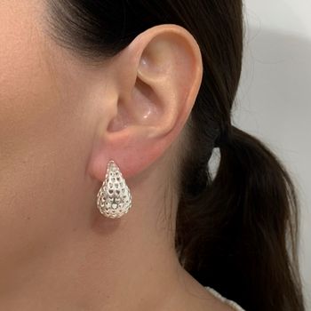 Brinco Prata Legitima 925 Gota Grande com Coraçoes... - Roanne Jóias