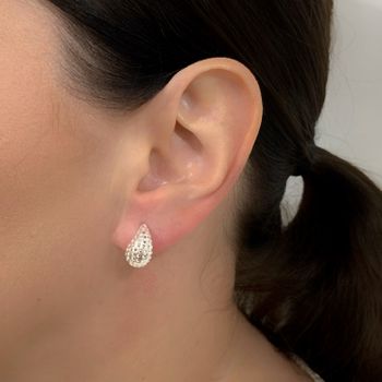 Brinco Prata Legitima 925 Gota Media com Coraçoes ... - Roanne Jóias