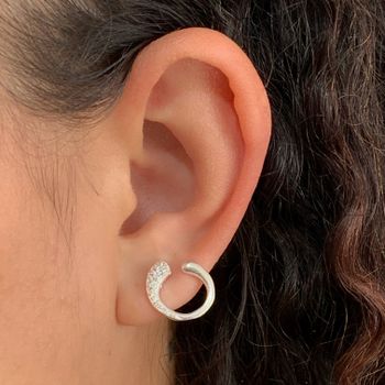 Brinco Prata Legítima 925 Cobra com Zirconia - 101... - Roanne Jóias