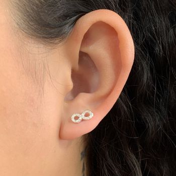 Brinco Prata Legítima 925 Infinito com Zirconia - ... - Roanne Jóias