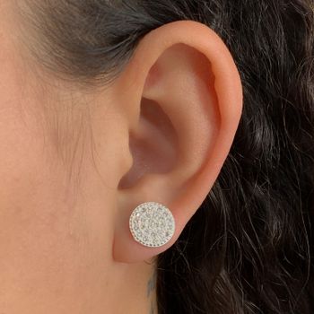 Brinco Prata Legitima 925 Redondo com Zirconia - ... - Roanne Jóias