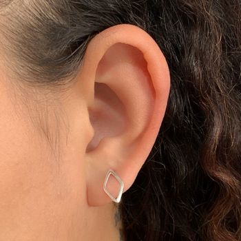 Brinco Prata Legitima Losango Vazado Liso - 101183... - Roanne Jóias