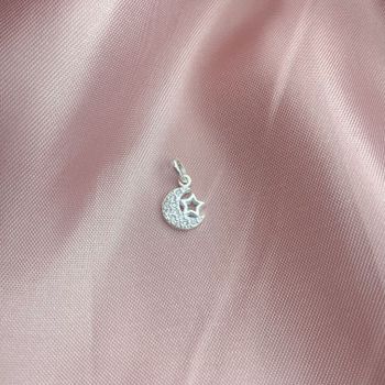 Pingente Lua Zirconia e Estrela Vazada Prata 925 -... - Roanne Jóias