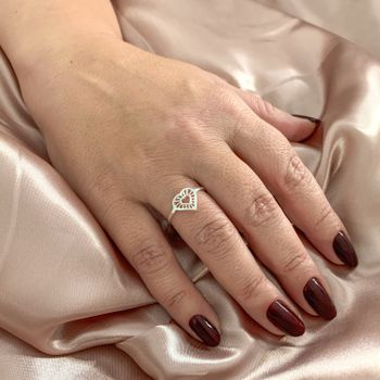 Anel Prata Legitima 925 Coraçao Trabalhado - 10118... - Roanne Jóias