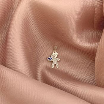Pingente Menino Zirconia Cristal Coraçao Azul Prat... - Roanne Jóias