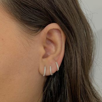 Trio Brincos Prata Legítima 925 Argola Clique Crav... - Roanne Jóias