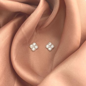 Brinco Trevo com Zirconia Prata 925 - 1011832915 - Roanne Jóias