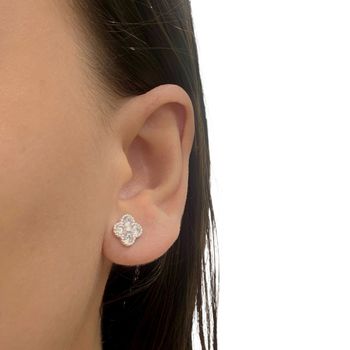 Brinco Prata Legitima 925 Trevo com Zirconia - 101... - Roanne Jóias