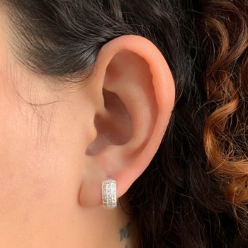 Argola Prata Legítima 925 P com Três Fileiras Zico... - Roanne Jóias