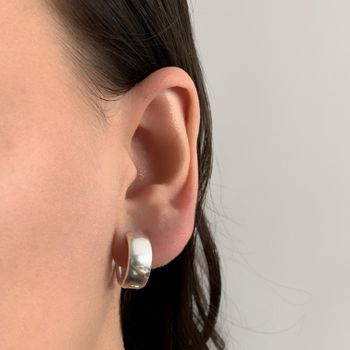 Argola Prata Legitima 925 Grande Lisa Largura 7 mi... - Roanne Jóias