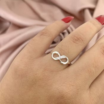 Anel Prata Legitima 925 Infinito com Zirconia - 1... - Roanne Jóias