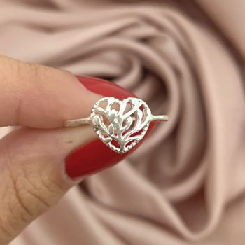 Anel Prata Legítima 925 Coraçao Arvore da Vida - 1... - Roanne Jóias