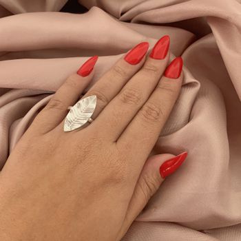 Anel Prata Legítima 925 Folha - 10122103 - Roanne Jóias