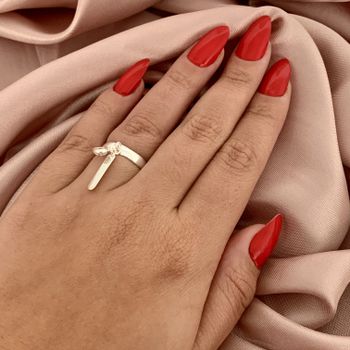 Anel Placa com Zirconia em Prata 925 - 107802 - Roanne Jóias