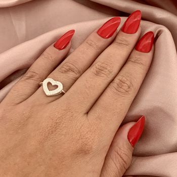 Anel Coração Com Zircônia Prata 925 - 10119396 - Roanne Jóias