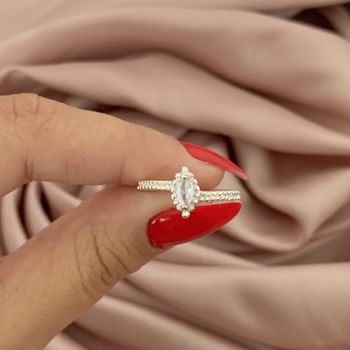 Anel Prata Legitima 925 Navate com Zirconia Aro Po... - Roanne Jóias