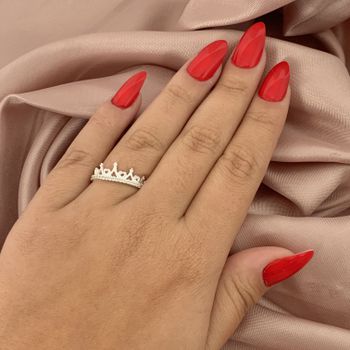 Anel Coroa Prata Legitima 925 com Zirconia e Vario... - Roanne Jóias