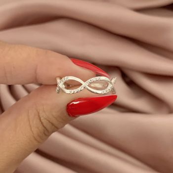 Anel com Infinitos com Zirconia Prata 925 - 101183... - Roanne Jóias