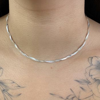 Corrente Prata Legitima 925 Trança Laminada 2 Fios... - Roanne Jóias