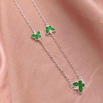 Choker Borboletas Resina Verde Esmeralda 4,1gr Pra... - Roanne Jóias