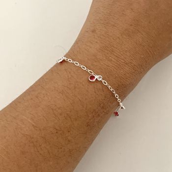 Pulseira Com Pingentes Zirconia Redonda Cereja Pra... - Roanne Jóias