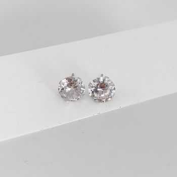 Brinco Solitario Zirconia 9mm Prata 925 - 12345681... - Roanne Jóias