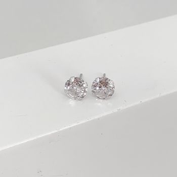Brinco Solitario Zirconia 7mm Prata 925 - 12345681... - Roanne Jóias