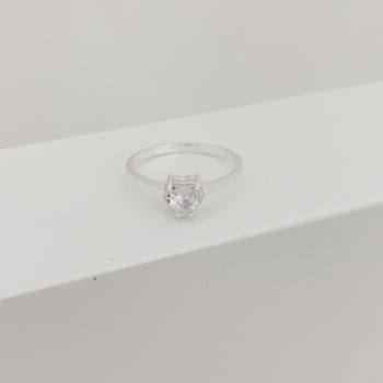Anel Solitário Coração Com Zirconia Cristal Prata ... - Roanne Jóias