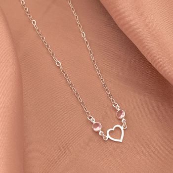 Choker Coração Vazado e Zirconia Rosa Claro Prata ... - Roanne Jóias