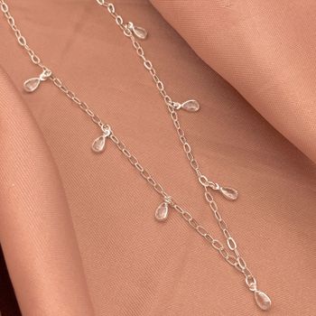 Choker Pingentes Gota Zirconia Cristal 2,5gr Prata... - Roanne Jóias