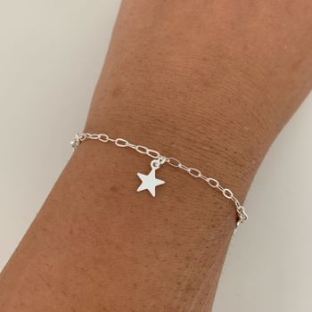 Pulseira Pingente Luas e Estrelas Prata 925 - 1234... - Roanne Jóias