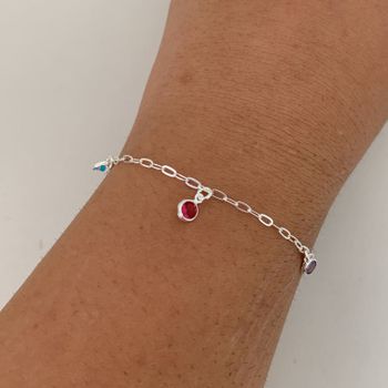Pulseira Pingentes Redondos Zirconia Coloridas Pr... - Roanne Jóias