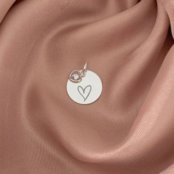 Pingente Redondo Coração com Zirconia Cristal Prat... - Roanne Jóias