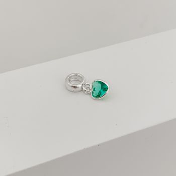 Berloque Coração Zirconia Verde Prata 925 - 123456... - Roanne Jóias